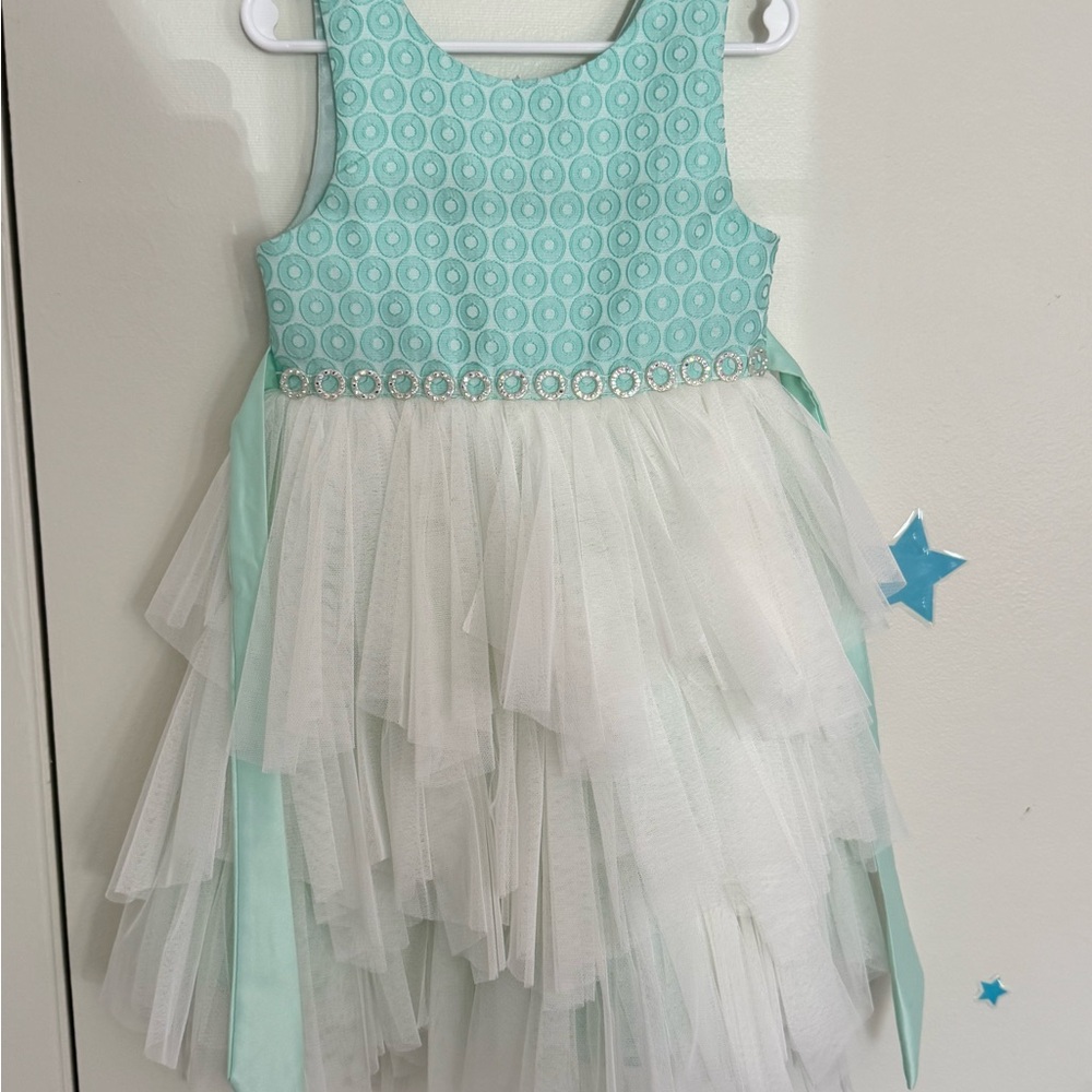 Elegant Aqua and White Kids Costume Dress